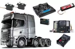Tamiya RC Truck Scania 770 S V8 8x4/4 1/14 in Gun Metal, with lights sounds and 14-channel LCD radio (Complete Pack)