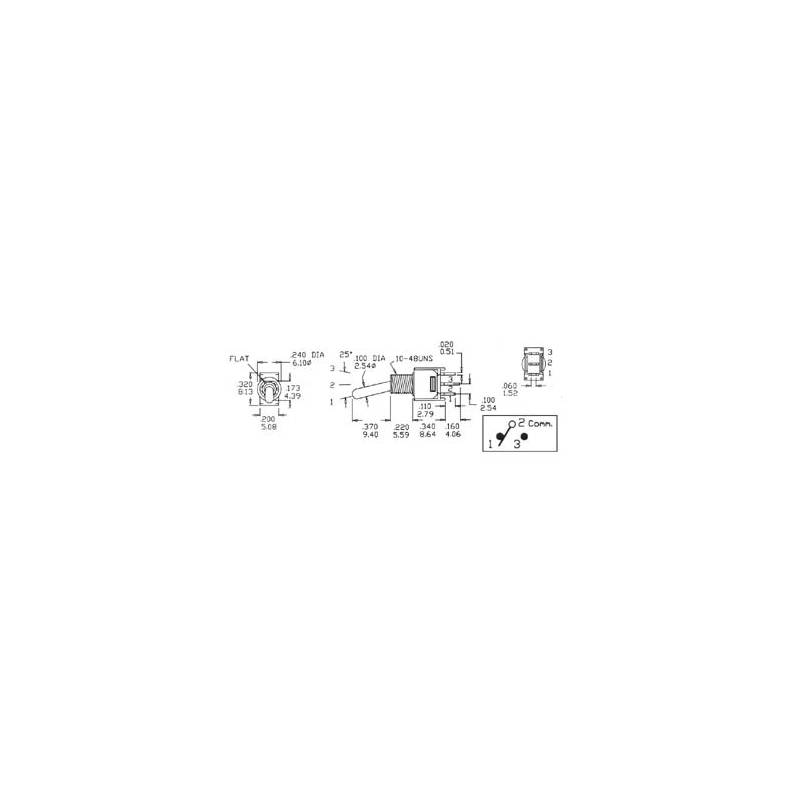 Miniature lever switch ON OFF ON SKS241C