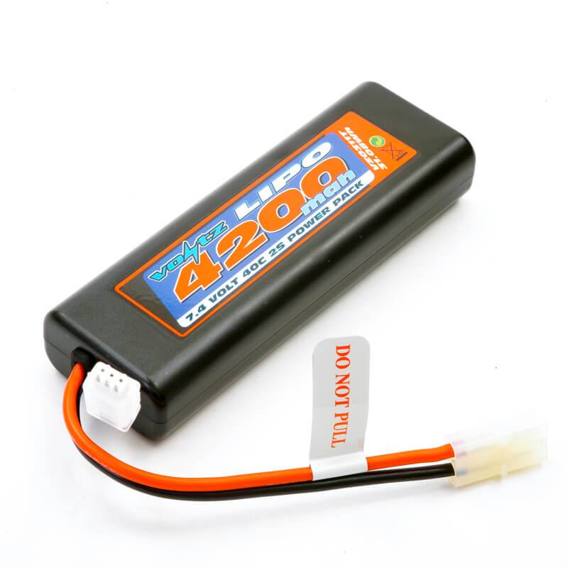 Accu LIPO VOLTZ 4200mAh 2S 7.4V Oval Case Stick (Prise Tamiya)