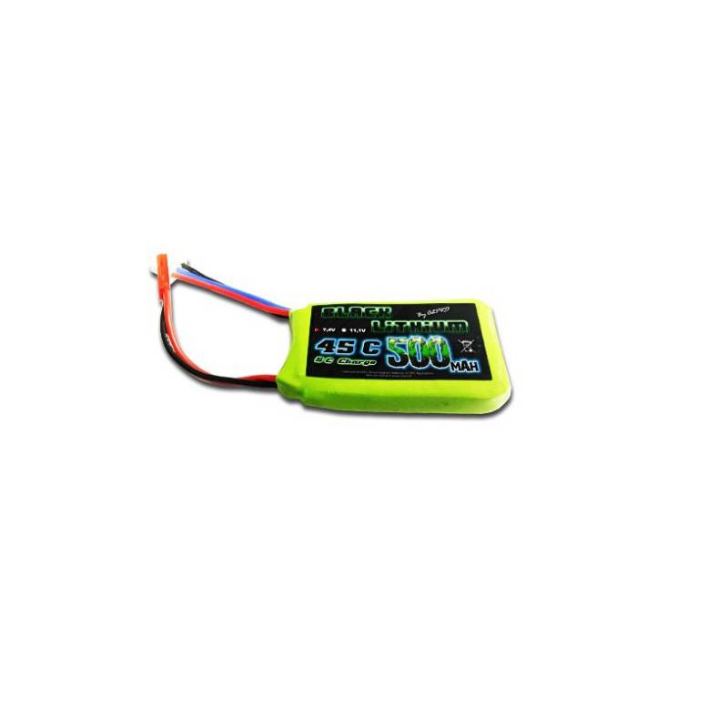 Accu Lipo Black Lithium 7.4V (2S) 500mAh 45C prise BEC