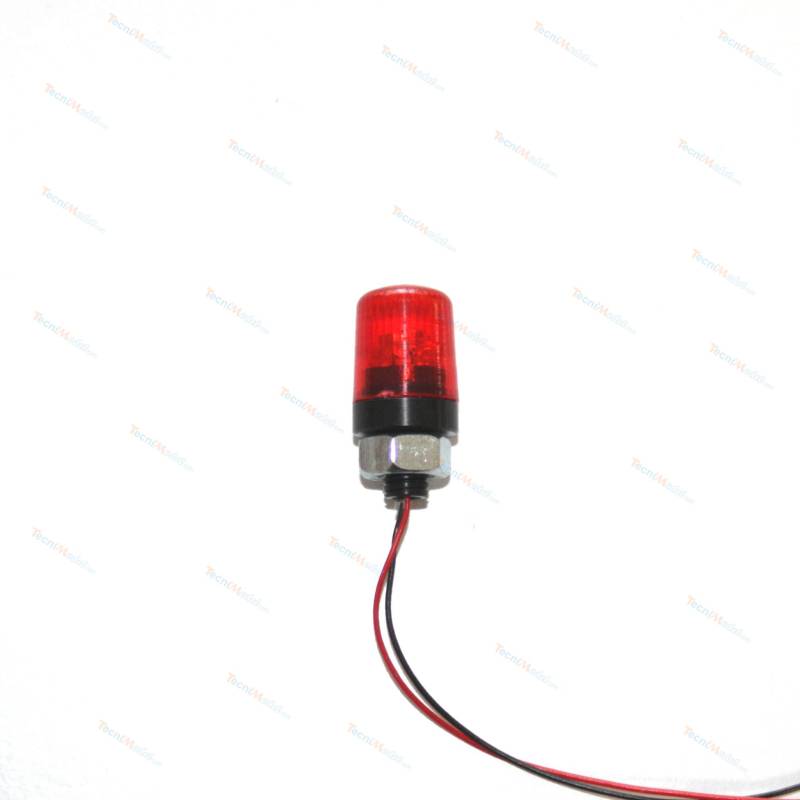 1 Gyrophare rouge Ø12mm cabochon plat M5