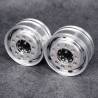 Pair of black LESU wide front aluminum wheels for axles with hexagons