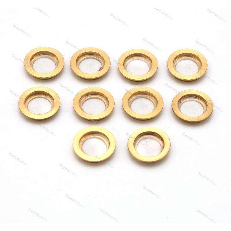 10 Hublots Ø14mm en laiton avec vitrage Ø10mm