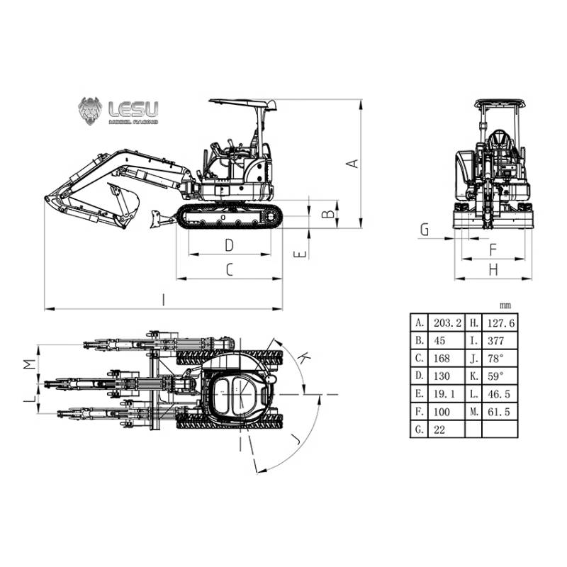 1/14 Aoue PC30 LESU RC mini-excavator kit - LESU BA-B0003-KIT