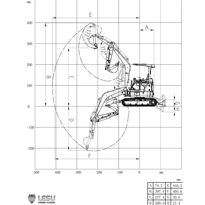 Mini-pelle RC Aoue PC30 1/14 LESU en kit - LESU BA-B0003-KIT