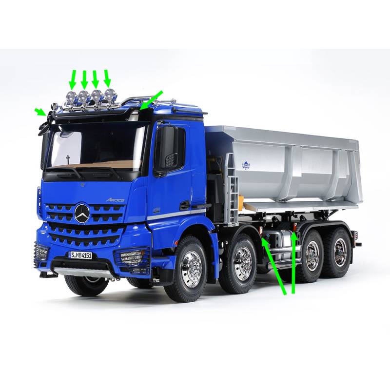 Faisceau de leds 7,2V pour Arocs 4151 benne 8x4 Tamiya