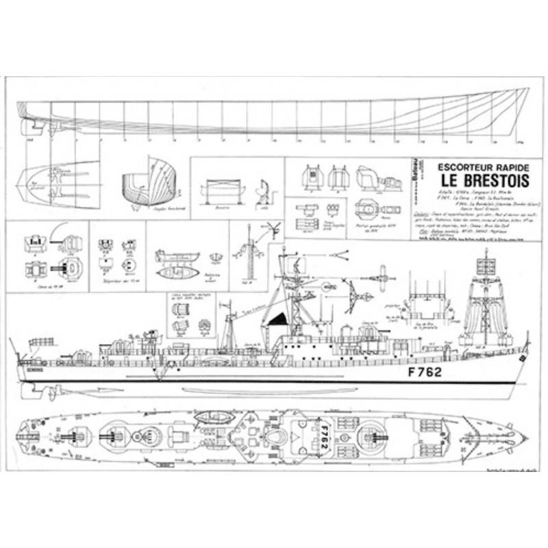 French Navy Fast Escort Ship "Le Brestois" MRB Blue prints