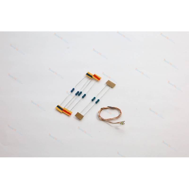 Set of 5 white LEDs with resistors (3V to 14V) - Aero-Naut 567751