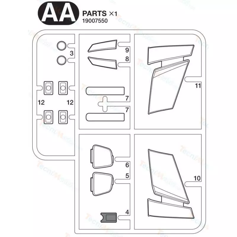 Tamiya AA Parts for Volvo FH16 4x2 56375 (Headlight glass) - TAMIYA 9007550