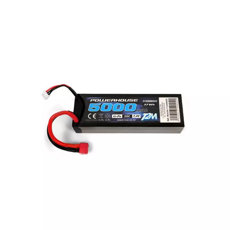 2S 7.4V 50C 5000mAh Lipo rechargeable battery rigid case