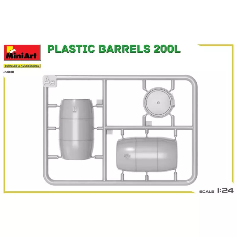 Lot de 6 Fûts en plastique 200 L à l'échelle 1/24 - MiniArt 24011