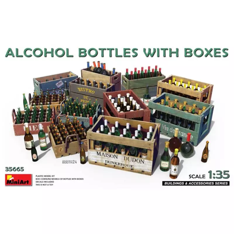 Set of 12 1/35 scale bottled alcohol cases -MINIART 35665