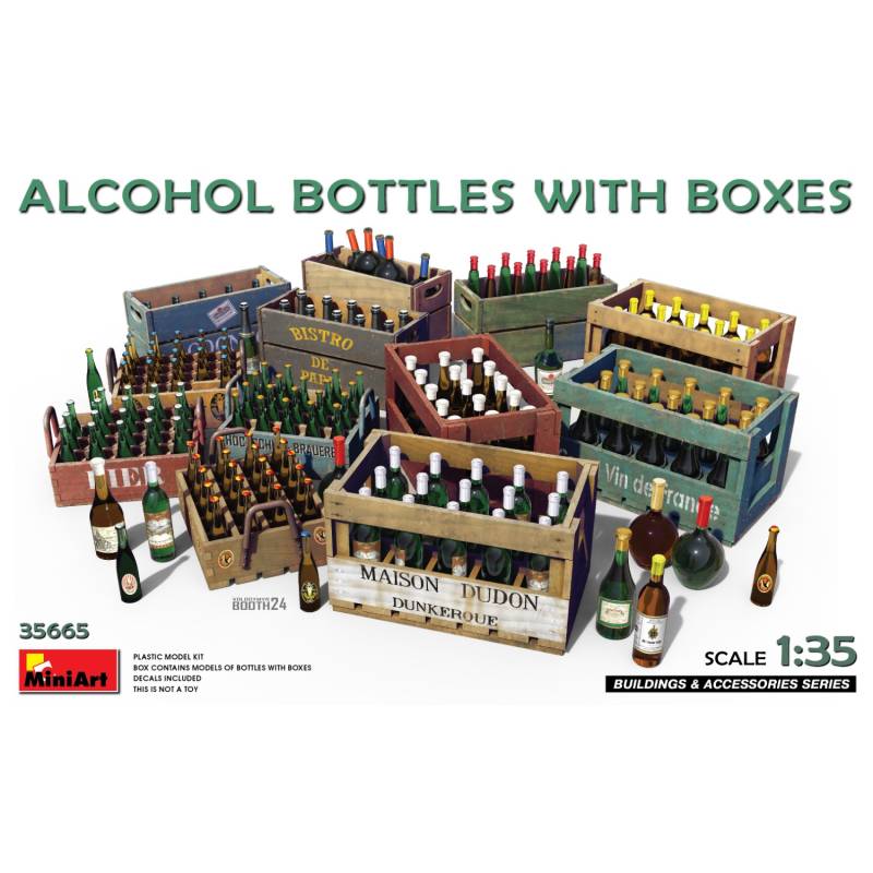 Lot de 12 caisses d'alcool en bouteille à l'échelle 1/35 -MINIART 35665
