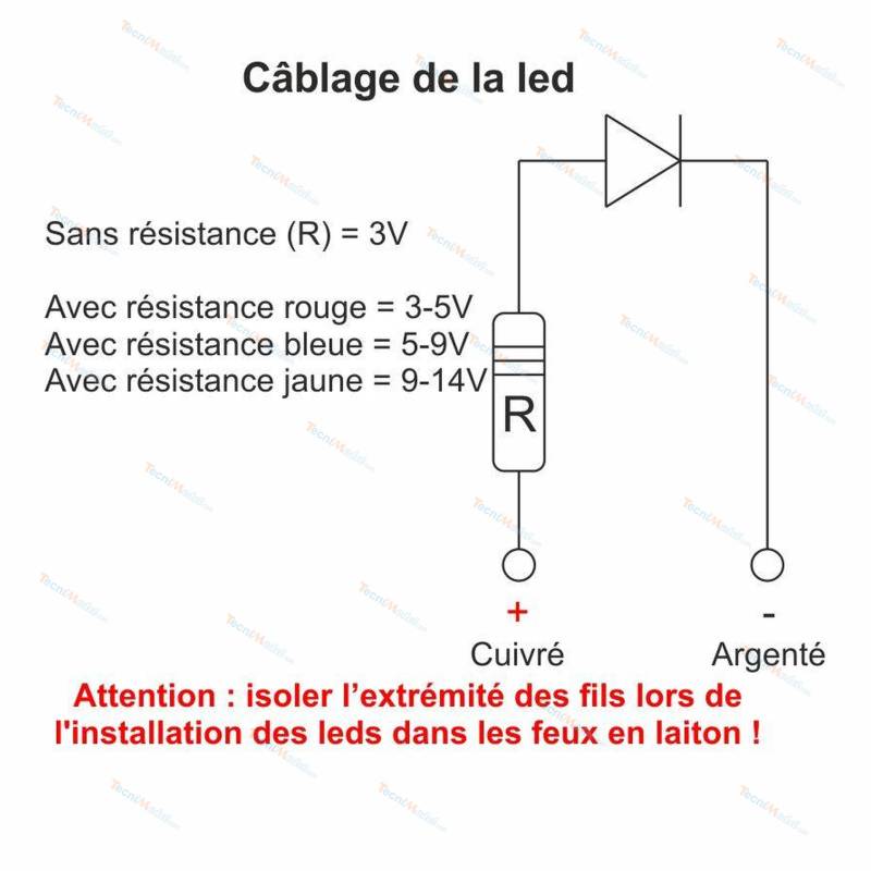 Lot de 6 leds blanches avec résistances (3V à 14V) - Aero-Naut 567751