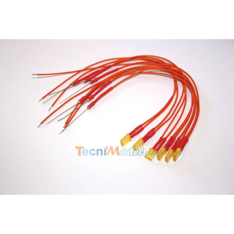 6 orange rectangular wired LEDs 7x2mm 12v low luminosity and 18 cm cable