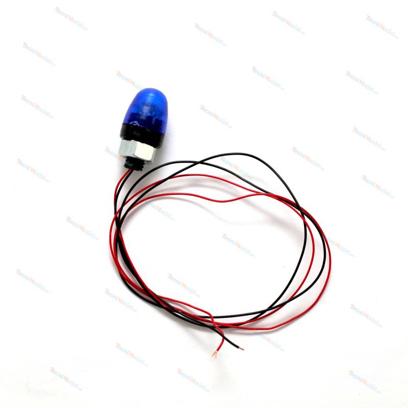 Gyrophare bleu Ø10mm cabochon arrondi base filetée - Pistenking RX16-BG