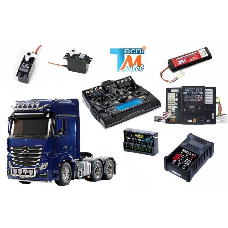 Pack Complet Mercedes Actros 6x4 3363 1/14 Tamiya 56354 avec module lumières et sons