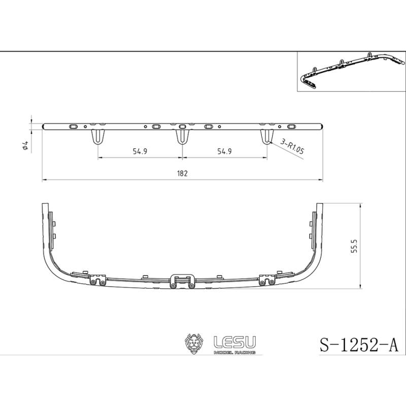 Front lowbar with white leds for Scania 770 S 1/14 - LESU S-1252-A