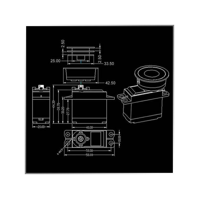 Servo treuil de voiles 6kg / 6V 2.5 tours KingMax