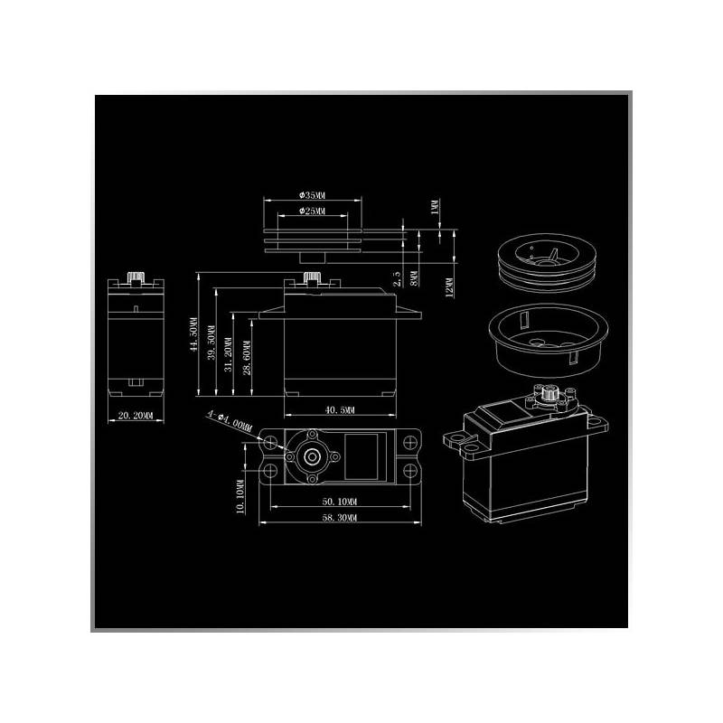 Servo treuil de voiles 24kg.cm/8.4v 7 tours KingMax