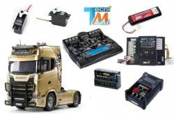 Camion Tamiya Scania 770 S 4X2 1/14 56379 avec lumières et sons et radio 14 voies LCD (Pack complet)