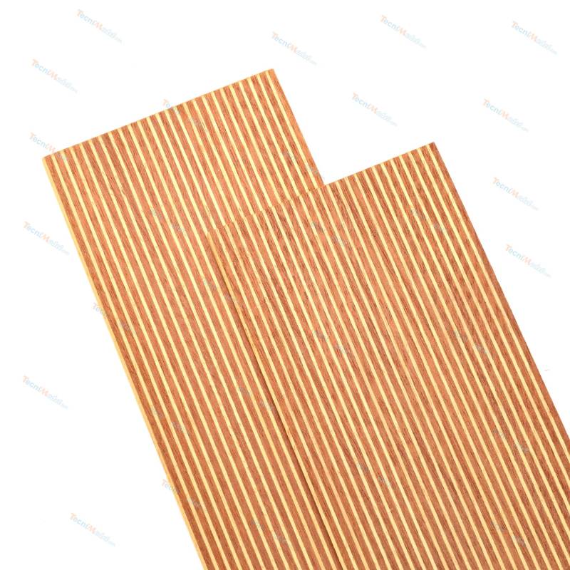 Pont de bateau 1m x 140mm x 1.2mm Obechi 1.0mm / Acajou 2.0mm  AeroNaut 7517/05
