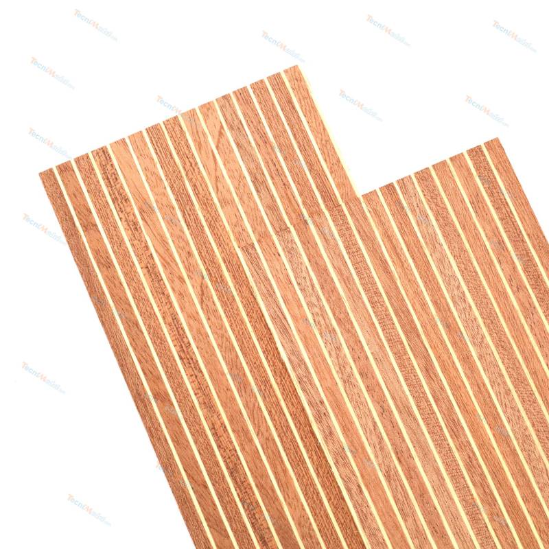 Pont de bateau 1m x 140mm x 1.2mm Obechi 1.0mm / Acajou 4.0mm  AeroNaut 7517/08