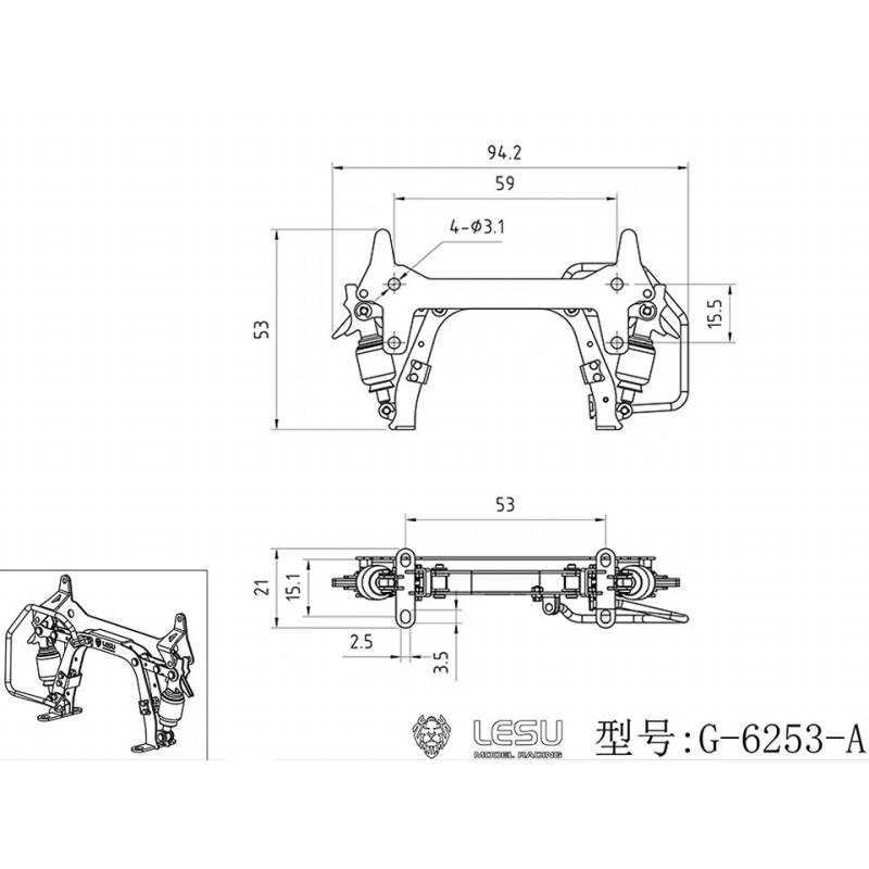 Cabin lock with handrail for Tamiya Scania 770 S 1/14 - LESU G-6253-A