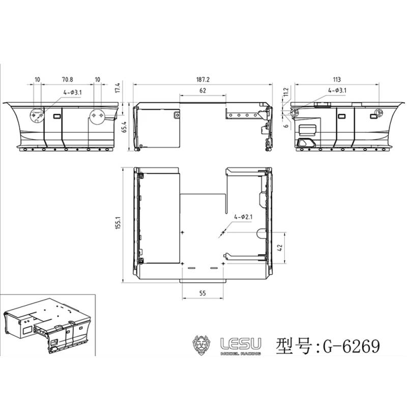 Couvre-châssis, coffre et flancs latéraux avec lowbars pour Scania 770 S 1/14 6x4 - LESU G-6269