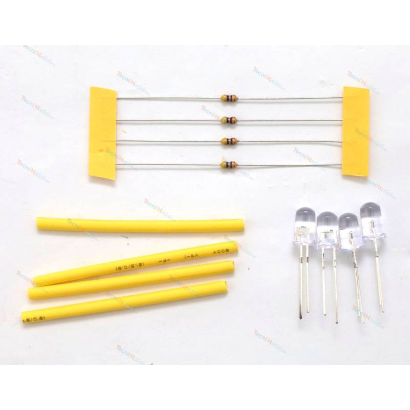 4 Leds effet bougie Jaune Ambre Ø5mm 6v-7.2v