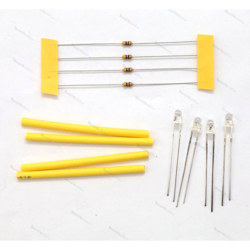 4 Leds effet bougie Jaune Ambre Ø3mm 6v-7.2v