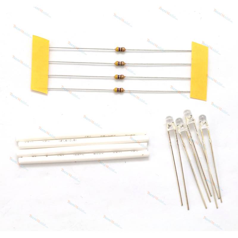 4 Leds effet bougie blanches Ø3mm 6v-7.2v