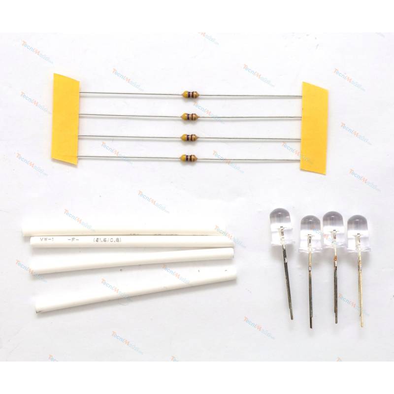4 white candle-effect LEDs Ø5mm 6v-7.2v