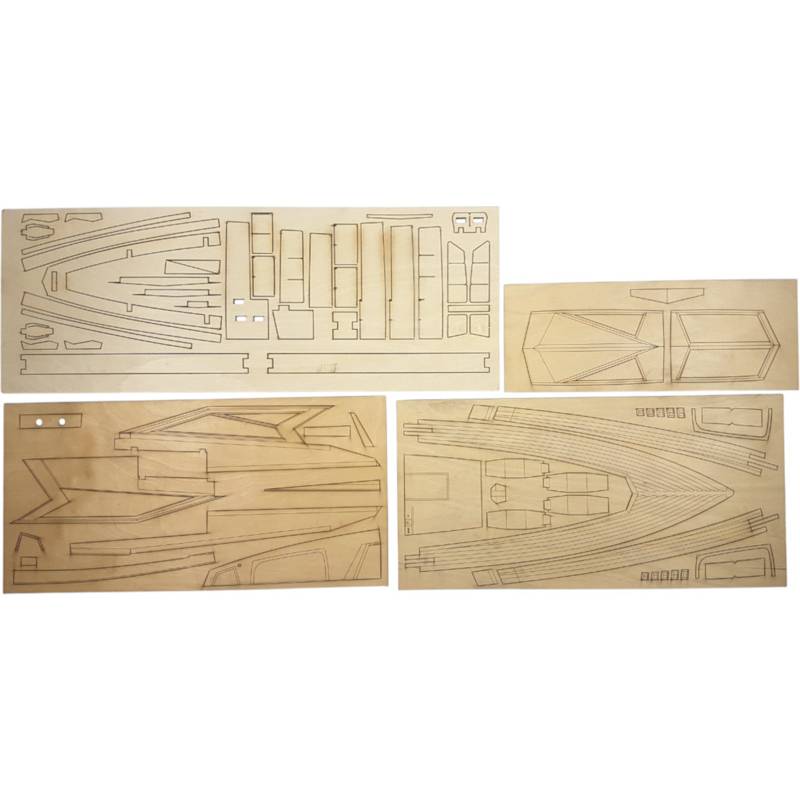 Galaxy 53ft - Sports and luxury wooden boat on a scale of 1/25 - Mantua Models 800705
