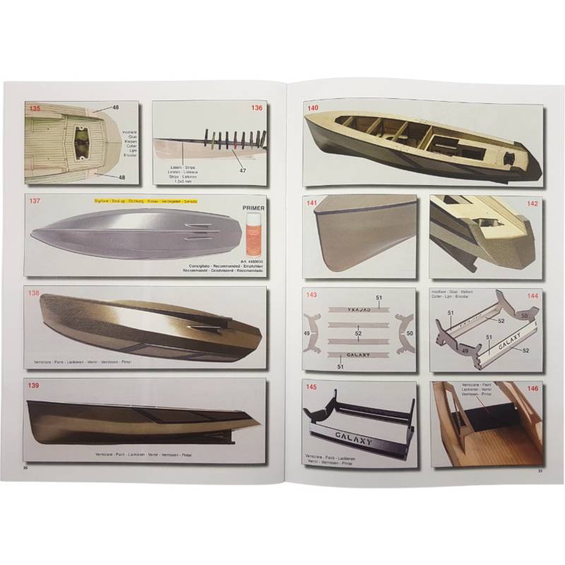 Galaxy 53ft - Sports and luxury wooden boat on a scale of 1/25 - Mantua Models 800705