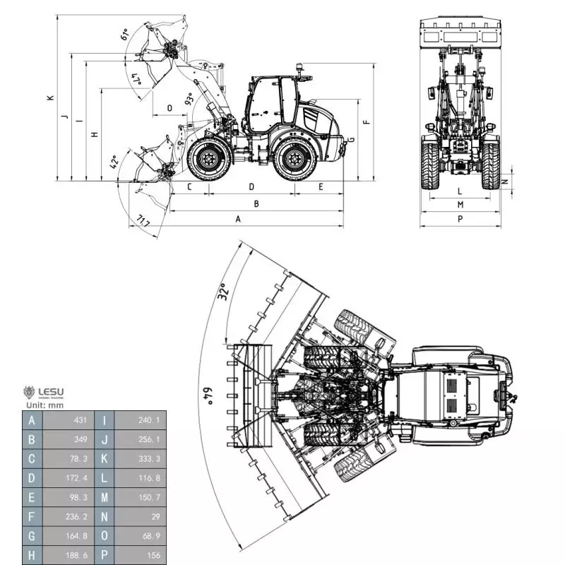 Chargeur sur roues RC Aoue WA100M-8 LESU 1/14 en kit - LESU RD-A0021-KIT