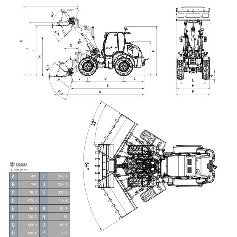 LESU Aoue WA100M-8 1/14 RC wheel loader kit - LESU RD-A0021-KIT