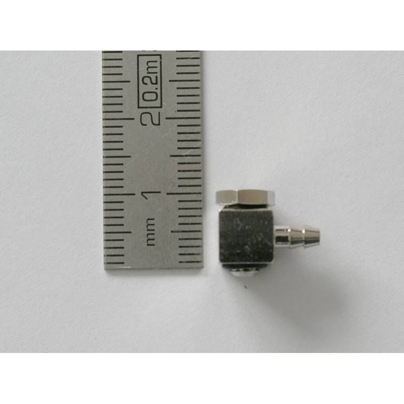 Raccord Hydraulique coudé M4 Ø2.5mm pour durite de Ø4mm Leimbach H066