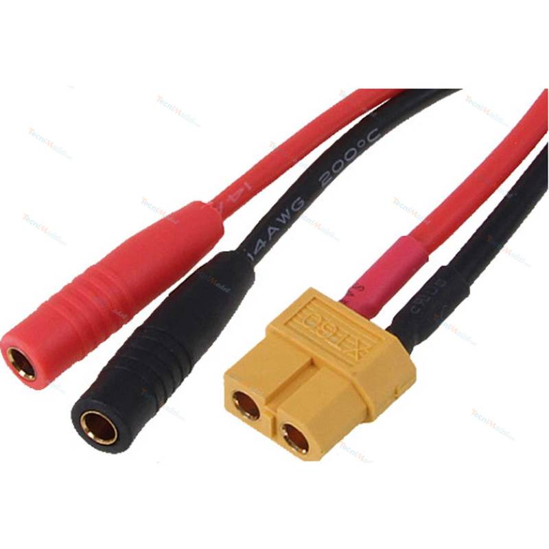Adapter cable XT60 female and Ø4mm "banana" female - Robbe 46183