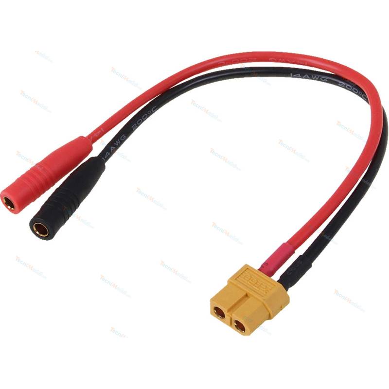 Adapter cable XT60 female and Ø4mm "banana" female - Robbe 46183