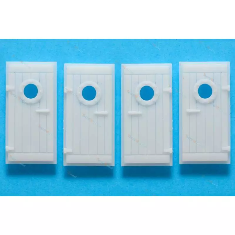 4 Portes aspect bois avec hublot rond gauches et droites 37x17mm - TecniModel