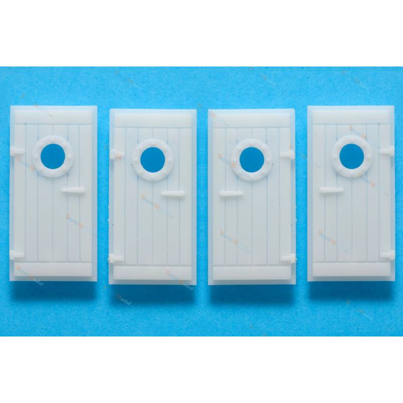 4 wood-look doors with porthole round left and right 37x17mm - TecniModel
