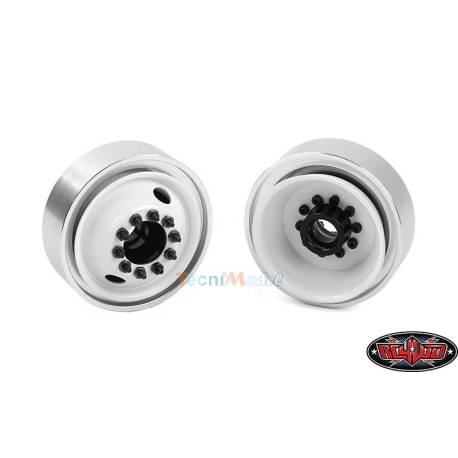 Pack of old-school white sheet metal wheels for Tamiya 4x2 truck 1/14 - RC4WD Diesel