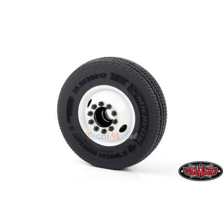 Pack of old-school white sheet metal wheels for Tamiya 4x2 truck 1/14 - RC4WD Diesel
