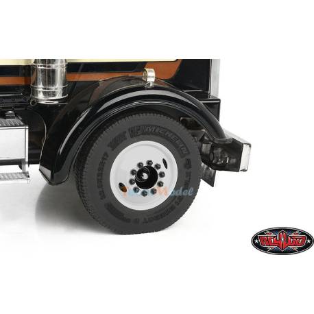 Pack of old-school white sheet metal wheels for Tamiya 4x2 truck 1/14 - RC4WD Diesel