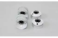 Pack of old-school white sheet metal wheels for Tamiya 4x2 truck 1/14 - RC4WD Diesel