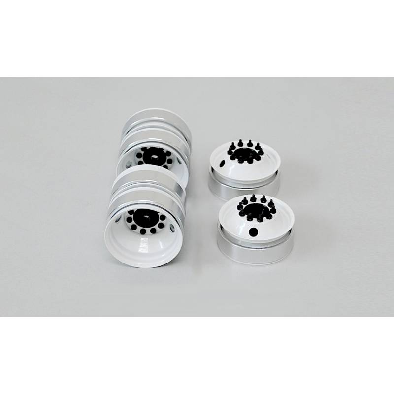 Pack of old-school white sheet metal wheels for Tamiya 4x2 truck 1/14 ...