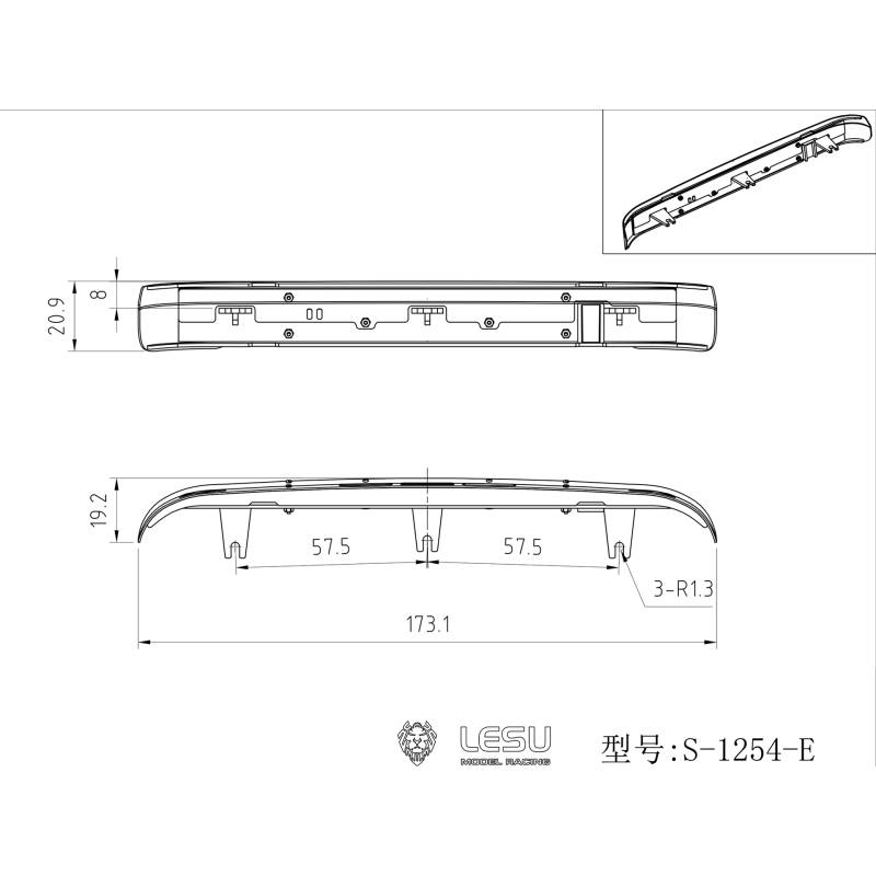 Stainless steel visor with lights for Scania S Tamiya 1/14 - LESU S-1254-E