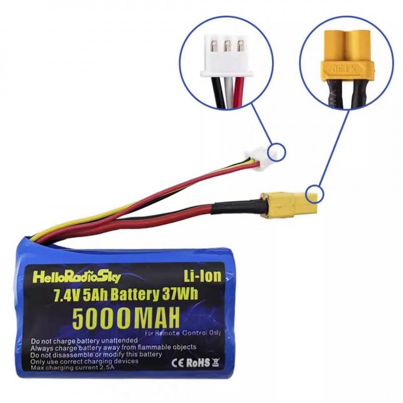 Accu Li-Ion 7,4V 5000mAh avec prise XT-30 - Scientific France Z01HR3000 - HelloRadio HR3000