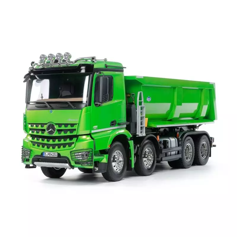 Camion RC Tamiya Mercedes Arocs 4151 porteur benne 8x4 en kit peint en Vert Candy brillant - Tamiya 47523